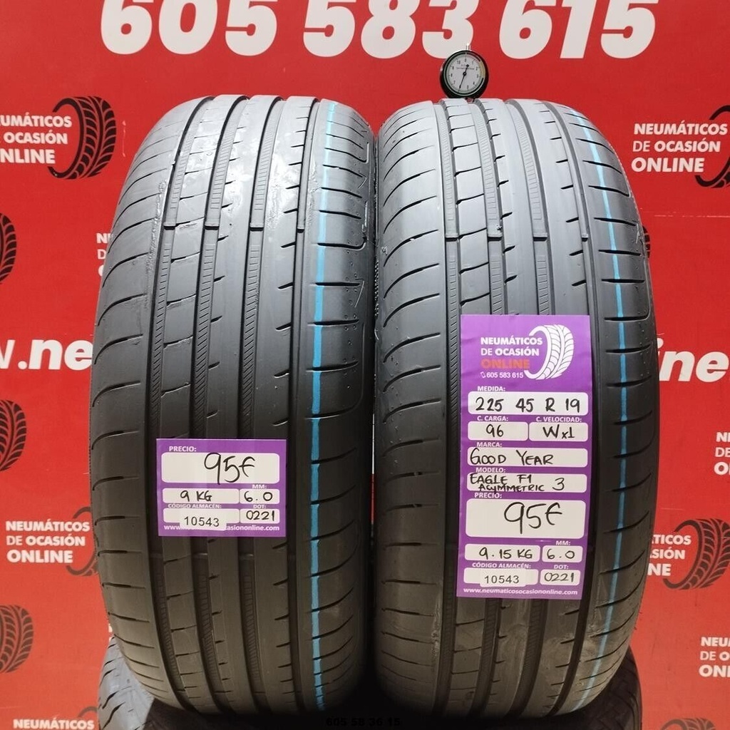 2x 225 45 R19 96WXL GOODYEAR EAGLE F1 ASYMMETRIC3 6.0/6.0mm REF:10543