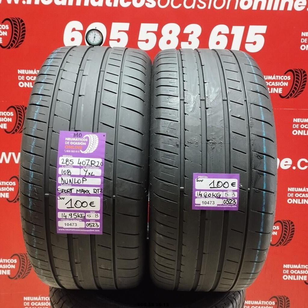 2x 285 40 Z R20 108YXL DUNLOP SPORT MAXX RT2 MO 5.8/5.3mm REF:10473