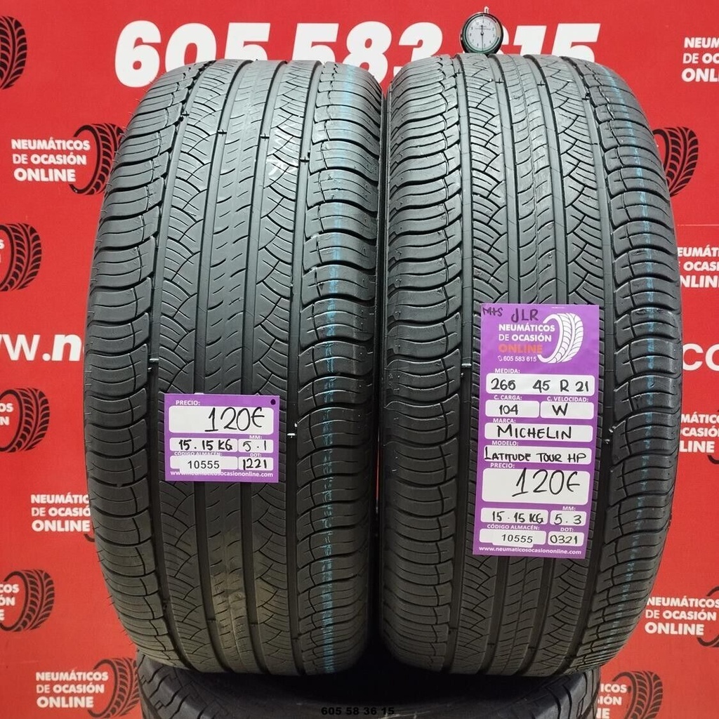 2x 265 45 R21 104W MICHELIN LATITUDE TOUR HP JLR M+S 5.1/5.3mm REF:10555