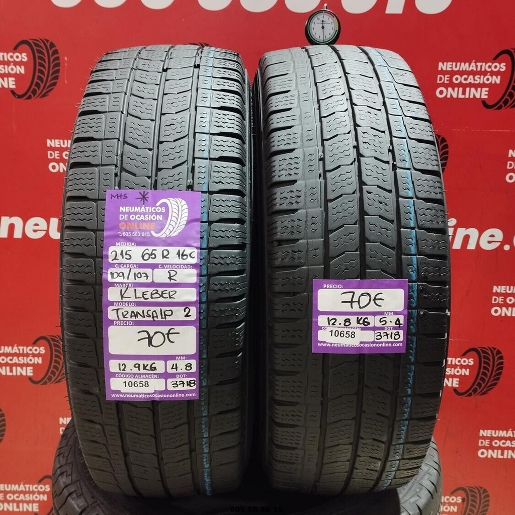 2x 215 65 R 16C 109/107R KLEBER TRANSALP2 M+S* 4.8/5.4mm REF:10658