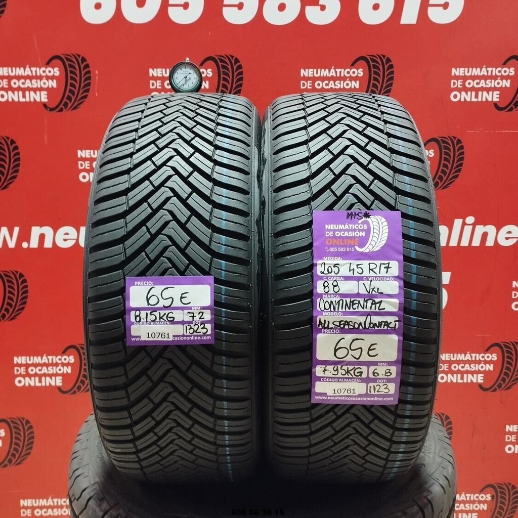 2x 205 45 R17 88VXL CONTINENTAL ALLSEASON CONTACT M+S* 6.8/7.2mm REF:10761