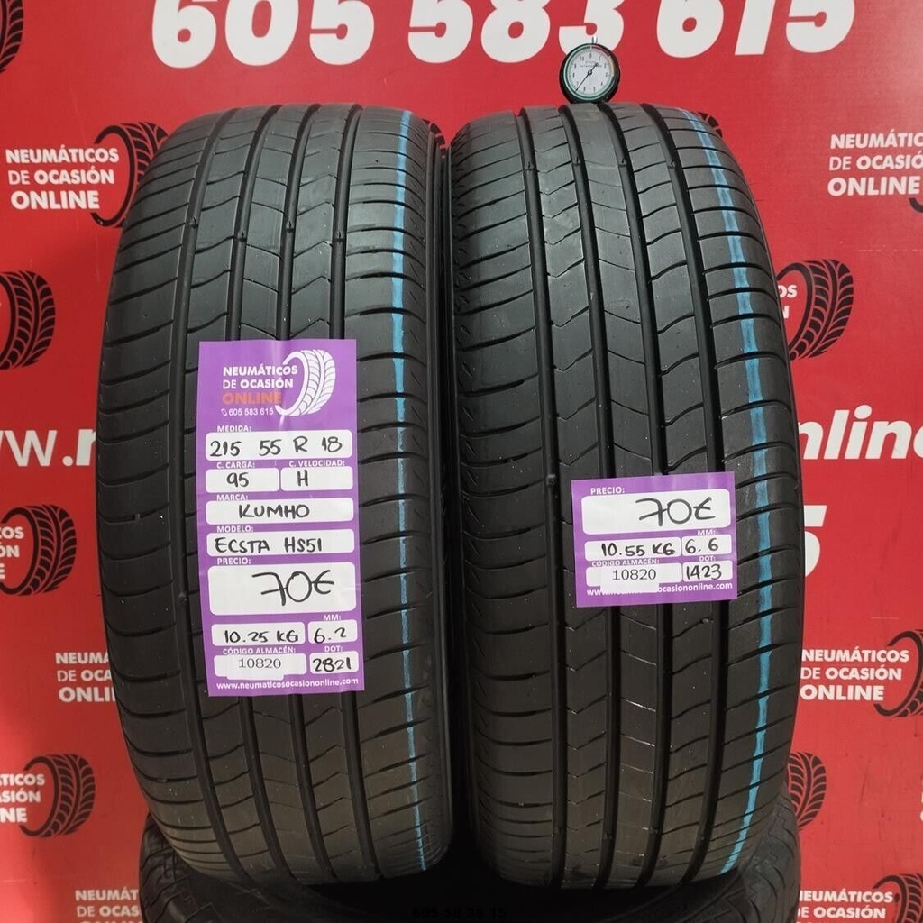 2x 215 55 R18 95H KUMHO ECSTA HS51 6.2/6.6mm REF:10820