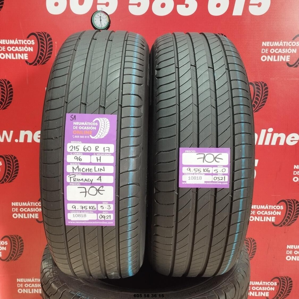 2x 215 60 R17 96H MICHELIN PRIMACY4 S1 5,0/5,3 mm rif.10818