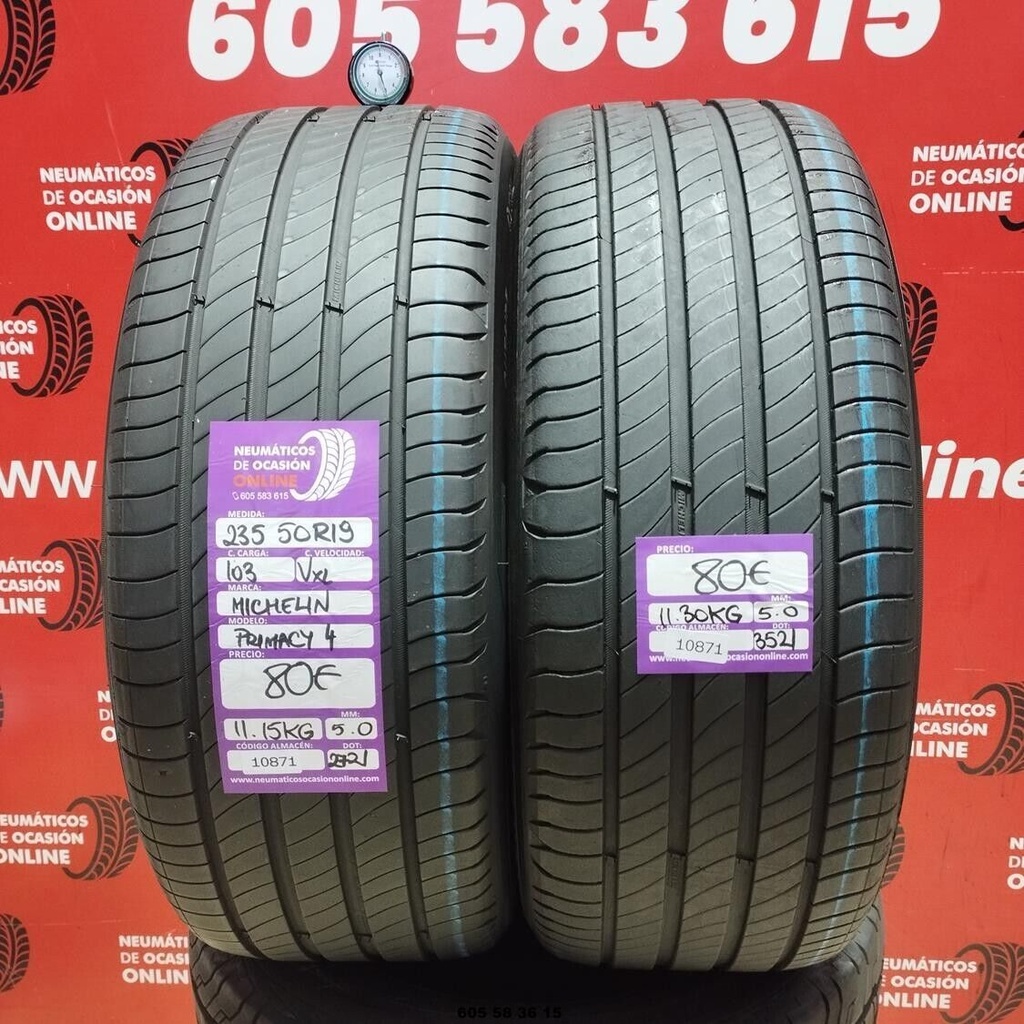 2x 235 50 R19 103VXL MICHELIN PRIMACY4 5.0/5.0mm REF:10871