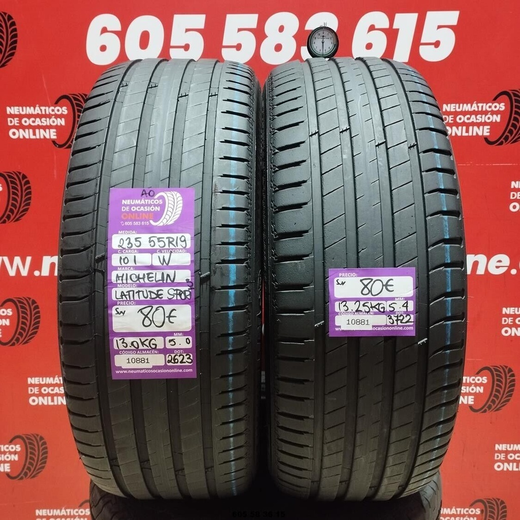 2x 235 55 R19 101W MICHELIN LATITUDE SPORT3 AO SUV 5.0/5.4mm REF:10881