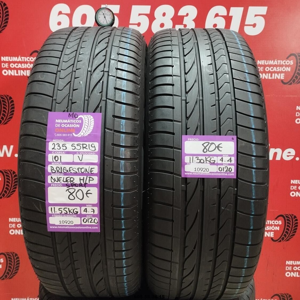 2x 235 55 R19  101V BRIDGESTONE DUELER H/P SPORT MO 4.7/4.4mm REF:10920