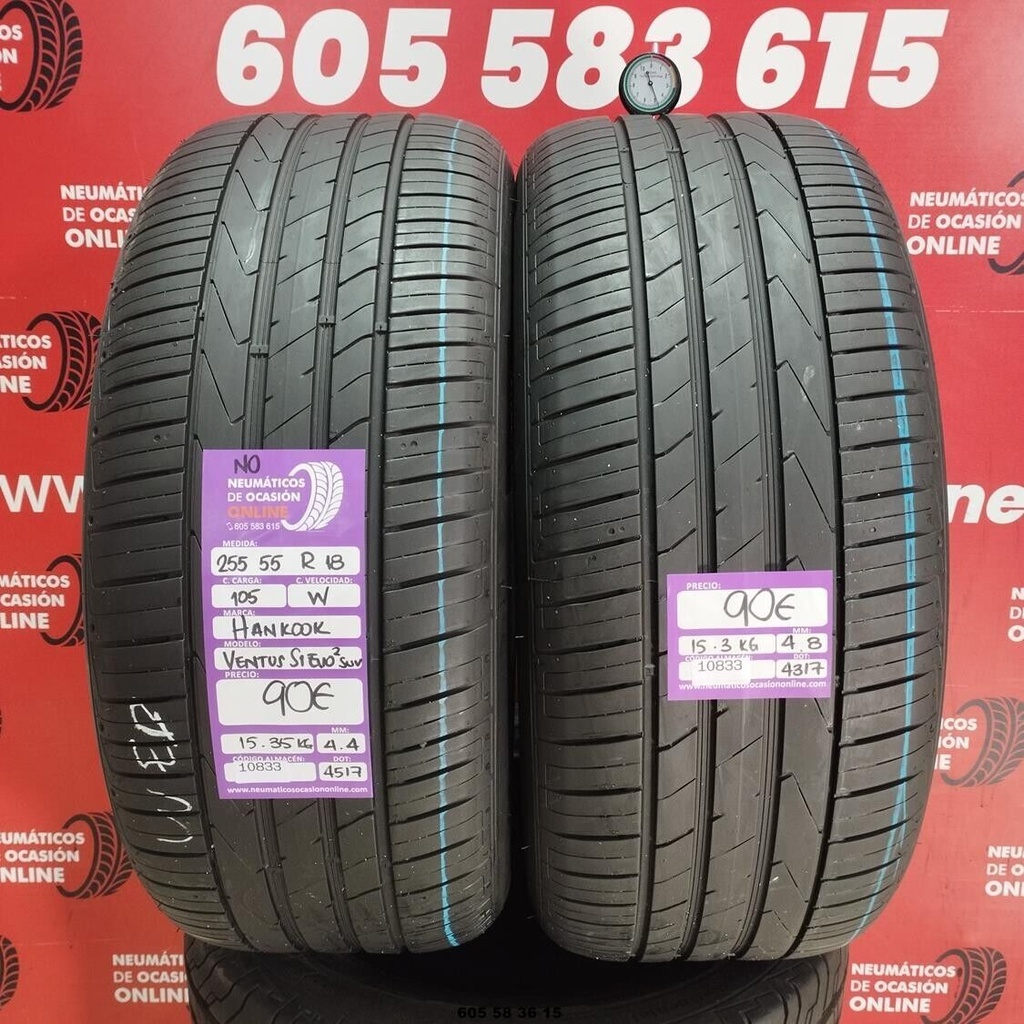 2x 255 55 R18 105W HANKOOK VENTUS S1 EVO2 SUV NO 4.4/4.8mm REF:10833