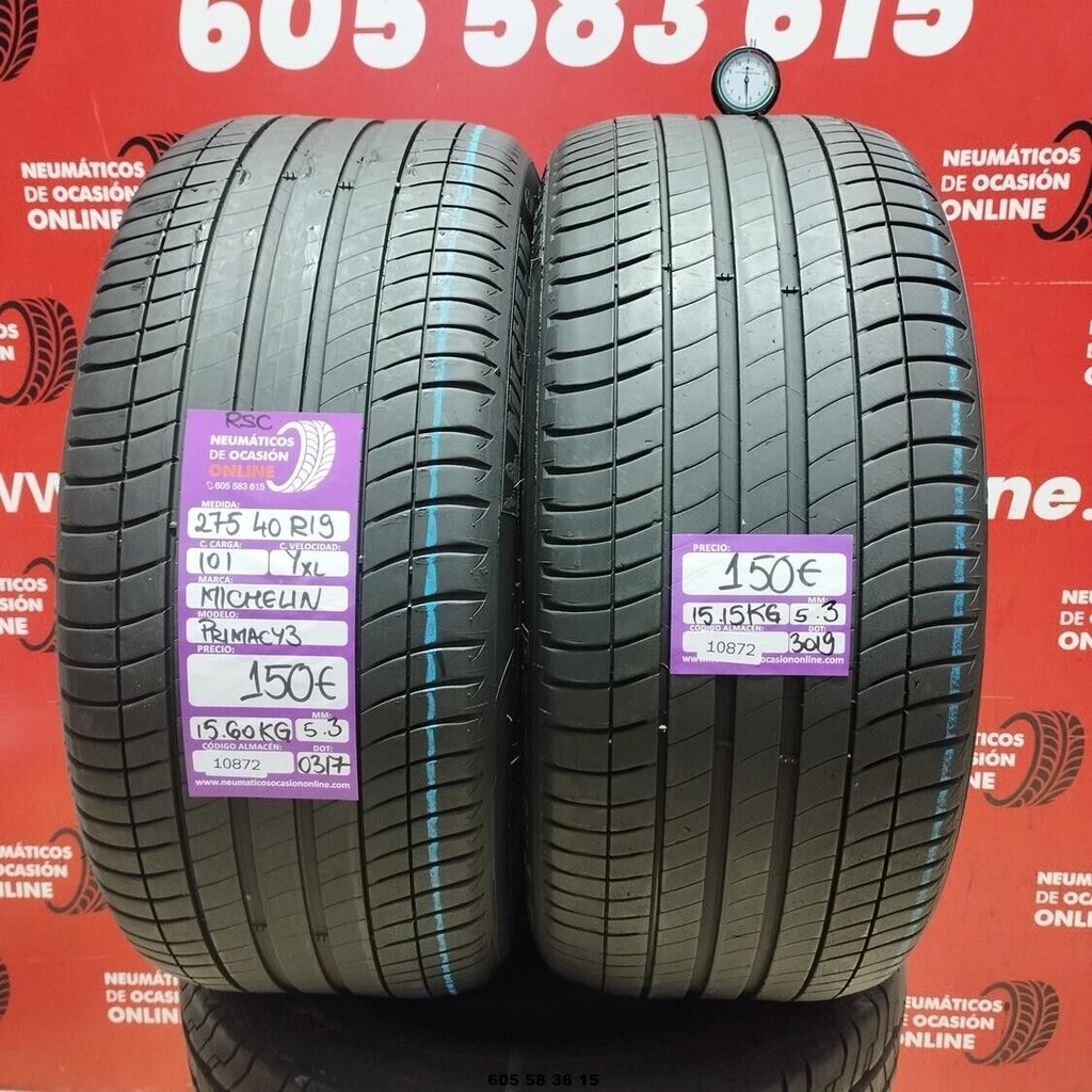 2x 275 40 R19 101YXL MICHELIN PRIMACY3 RSC 5.3/5.3mm REF:10872