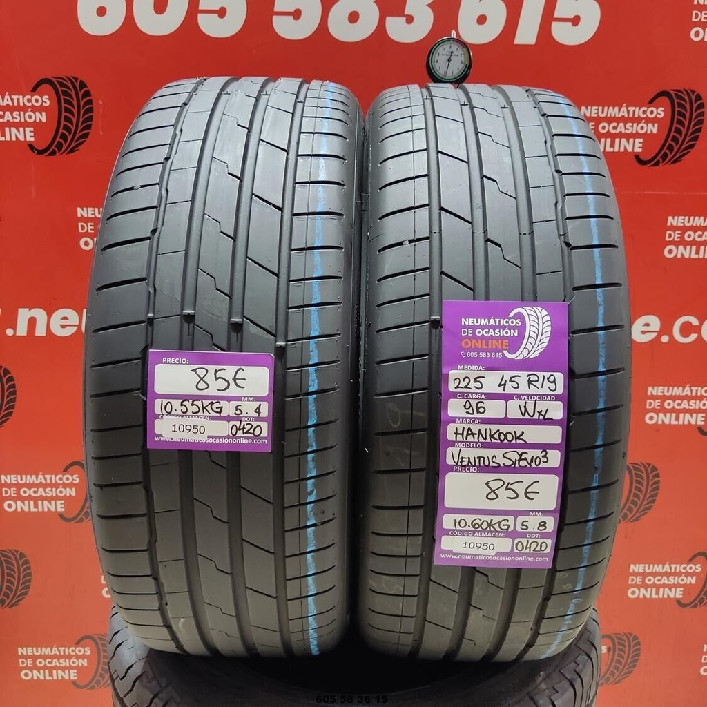 2x 225 45 R19 96WXL HANKOOK VENTUS S1 EVO3 5.4/5.8mm REF:10950