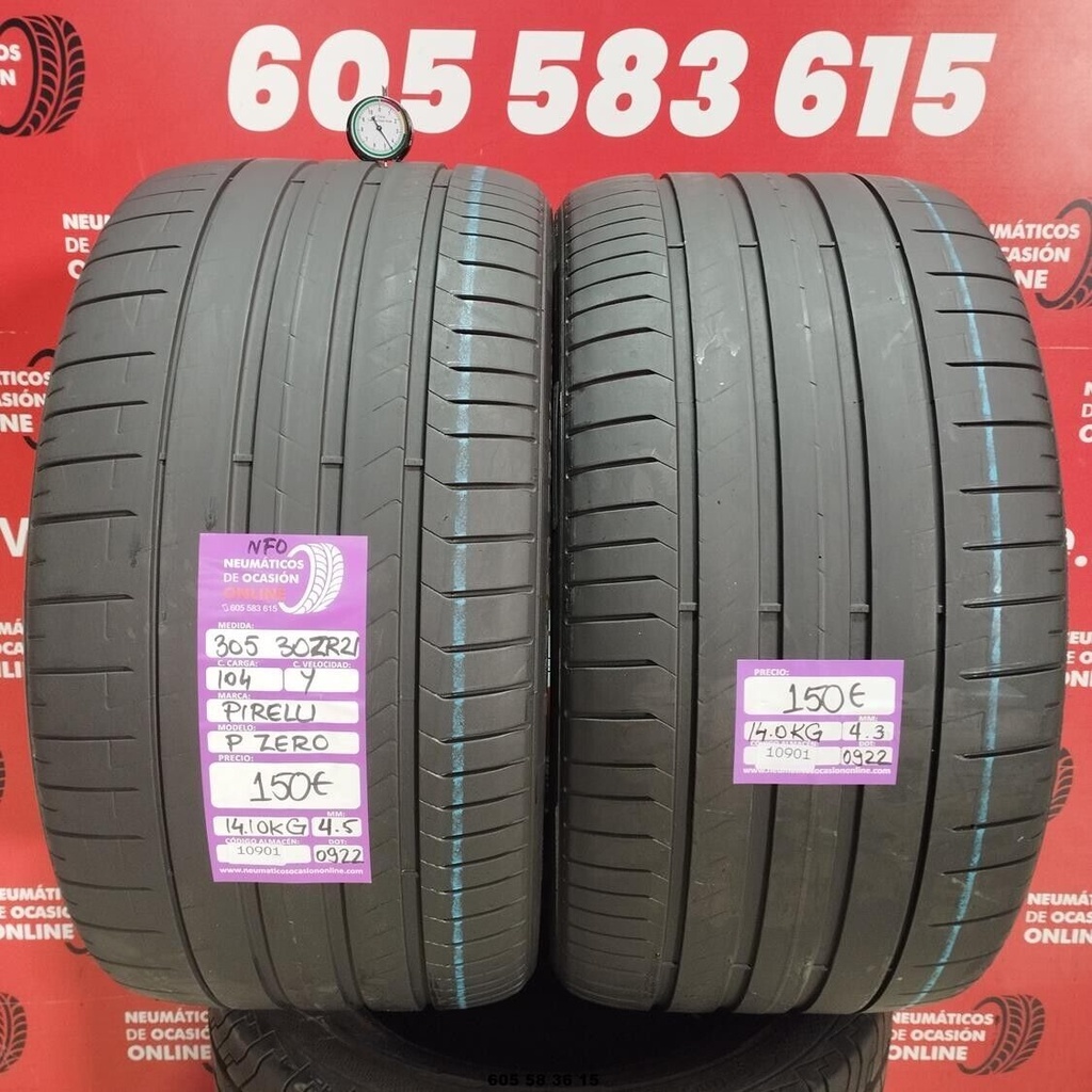 2x 305 30 ZR21 104Y PIRELLI P ZERO NFO 4.5/4.3mm REF:10901