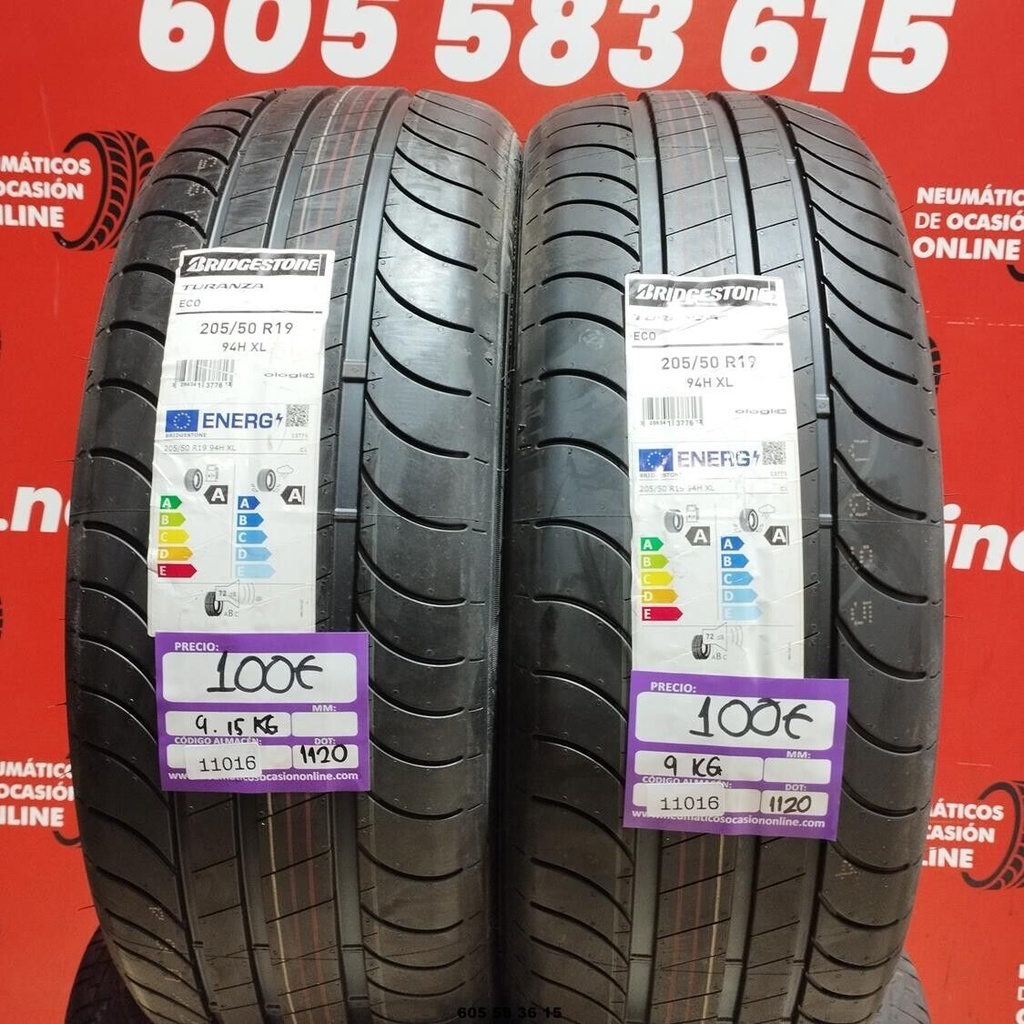 2x 205 50 R19 94HXL BRIDGESTONE TURANZA ECO DOT: 1120 (SIN USO) Ref.11016