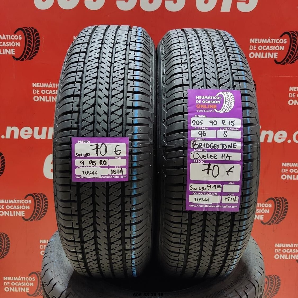 2x 205 70 R15 96S BRIDGESTONE DUELER H/T  DOT: 1514 (SIN USO) Ref.10944