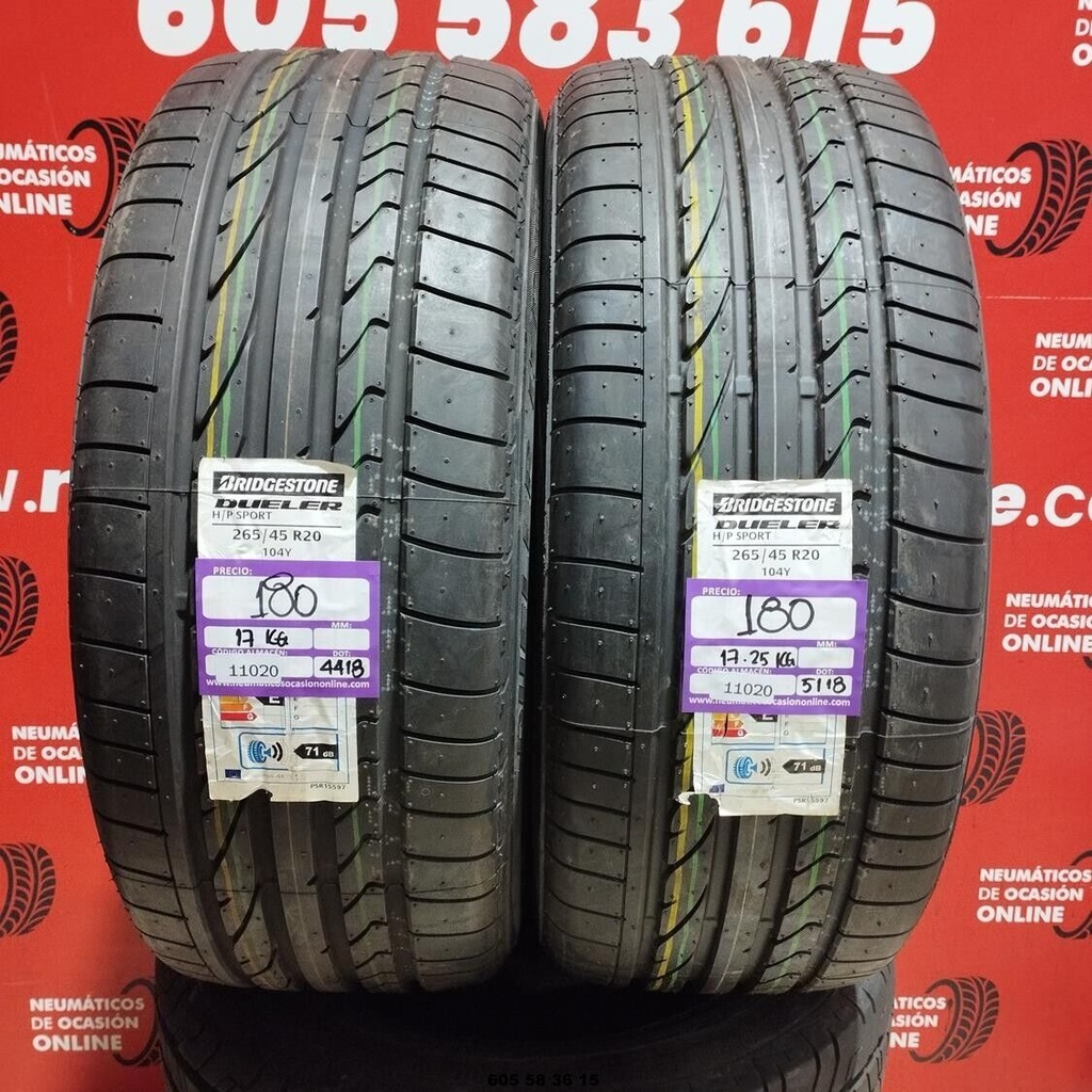 2x 265 45 R20 104Y BRIDGESTONE DUELER DOT: 4418/5118 (SIN USO) Ref.11020