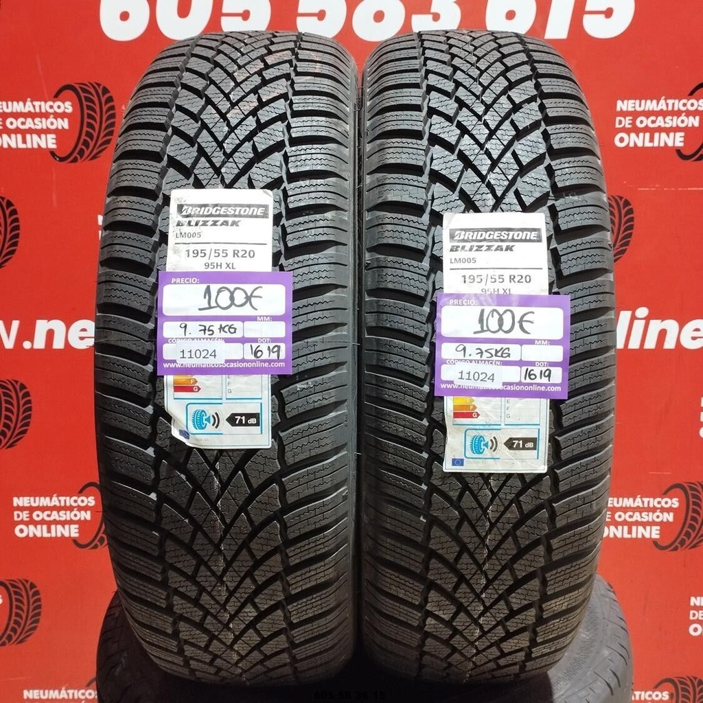 2x 195 55 R20 95HXL BRIDGESTONE BLIZZAK LM005 DOT:1619 (INUTILIZZATO) Ref.11024