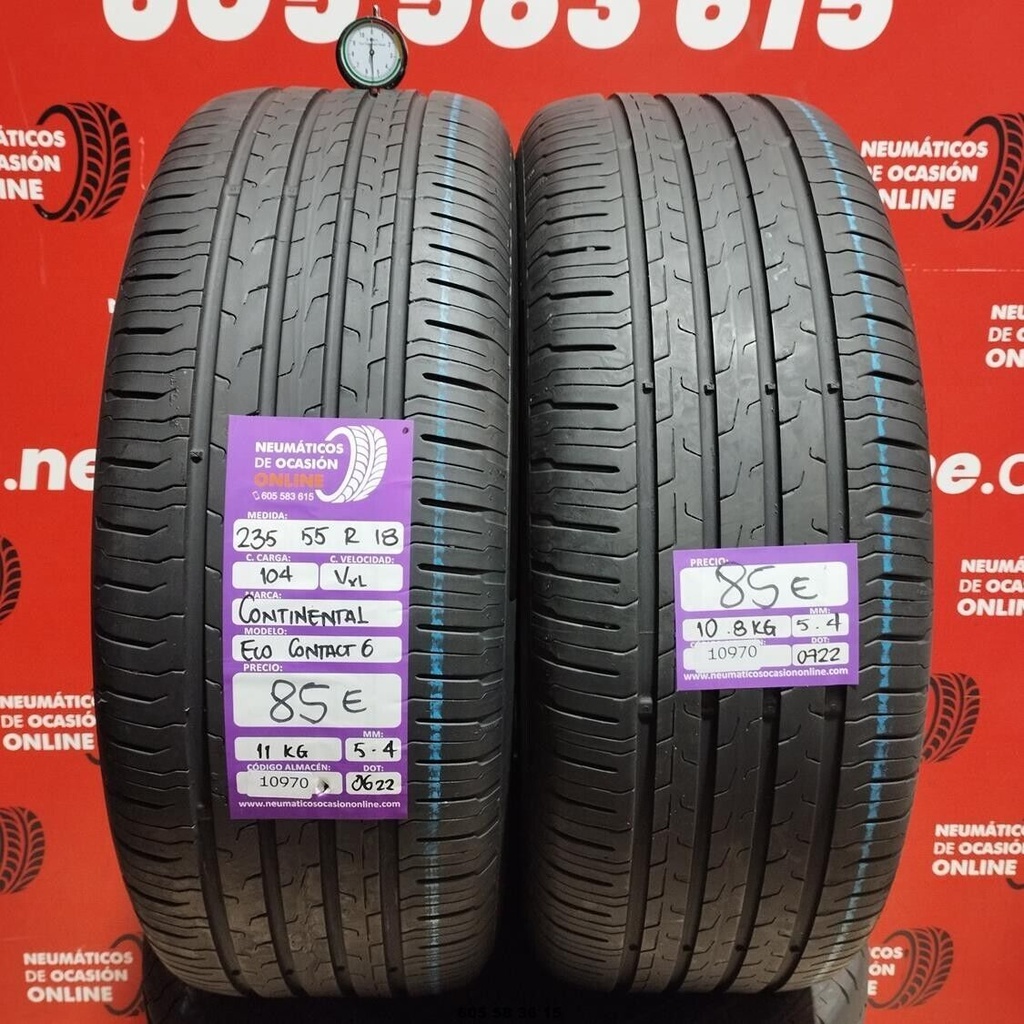 2x 235 55 R18 104V XL CONTINENTAL ECO CONTACT6 5.4/5.4mm REF:10970