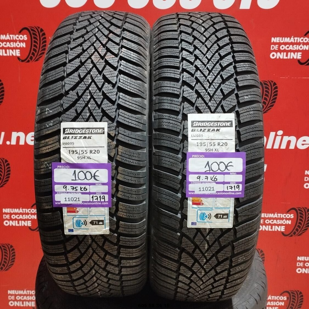 2x 195 55 R20 95HXL BRIDGESTONE BLIZZAK TM005 DOT: 1719 (SIN USO) Ref:11021