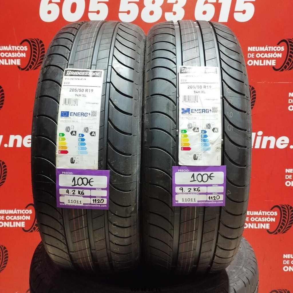 2x 205 50 R19 94HXL BRIDGESTONE TURANZA ECO DOT: 1120 (SIN USO) Ref. 11011