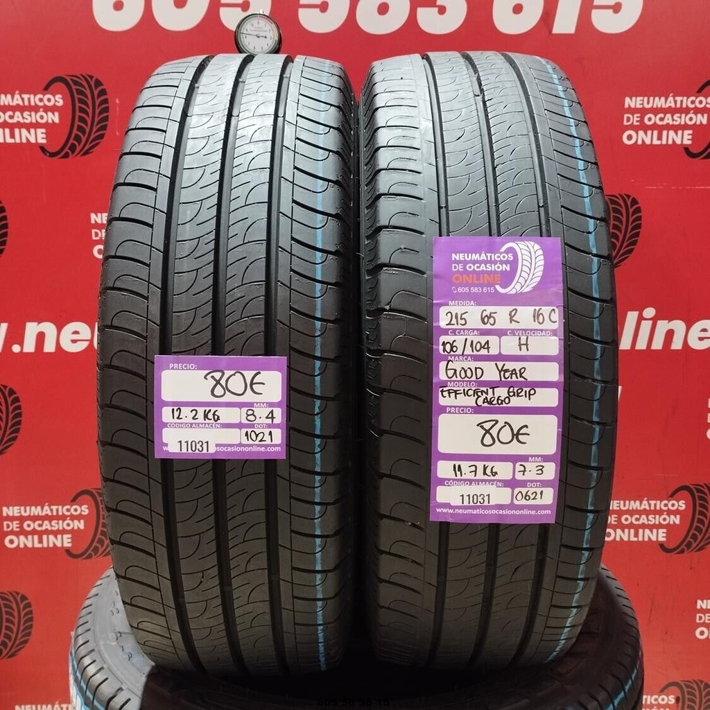 2x 215 65 R16C 106/104H GOODYEAR EFFICIENT GRIP CARGO 8.4/7.3mm REF:11031