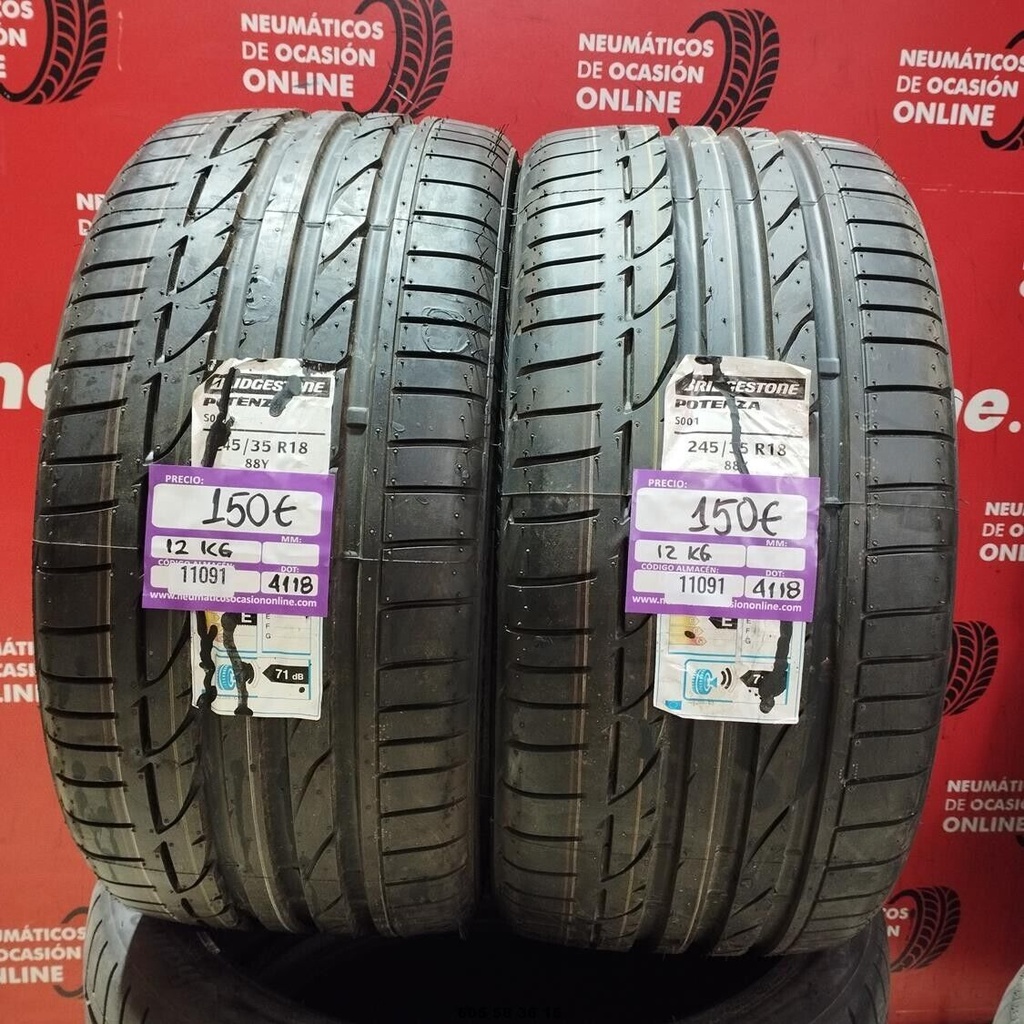 2x 245 35 R18 88Y BRIDGESTONE POTENZA S001 DOT: 4118 (SIN USO) Ref.11091