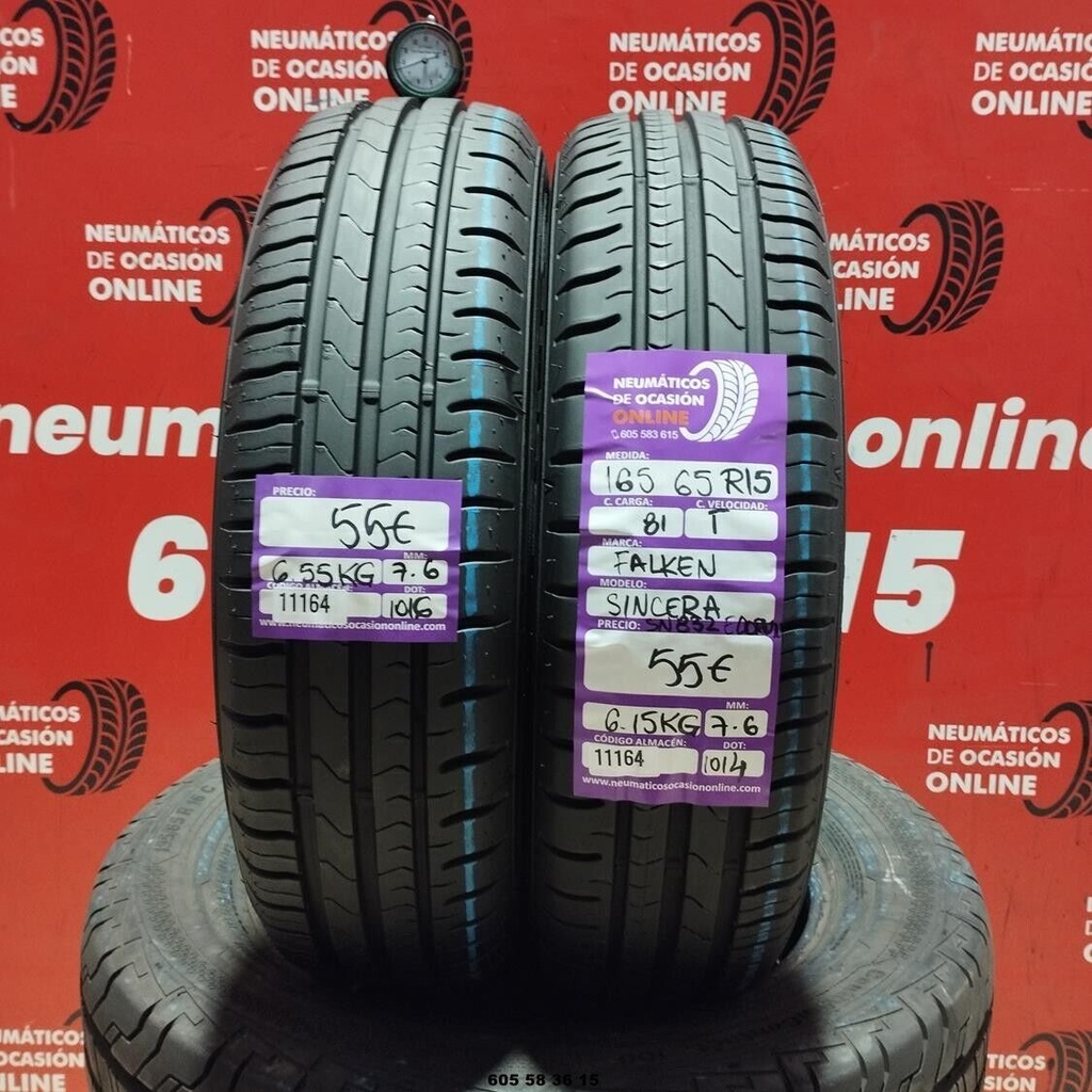 2x 165 65 R15 81T FALKEN SINCERA 7.6/7.6mm REF:11164