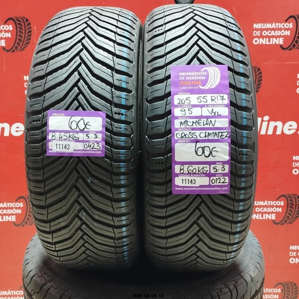 2x 205 55 R17 95VXL MICHELIN CROSS CLIMATE2 5.3/5.3mm REF;11143