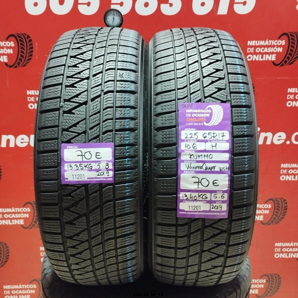 2x 225 65 R17 106H KUMHO WINTERCRAFT SUV 5.8/5.6mm REF:11201