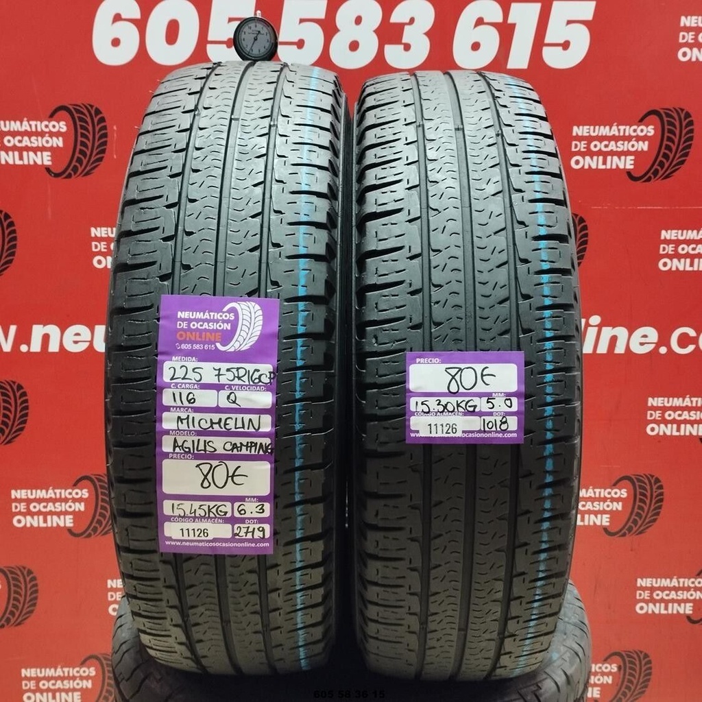 2x 225 75 R 16C 116Q MICHELIN AGILIS CAMPING 6.3/5.0mm REF:11126