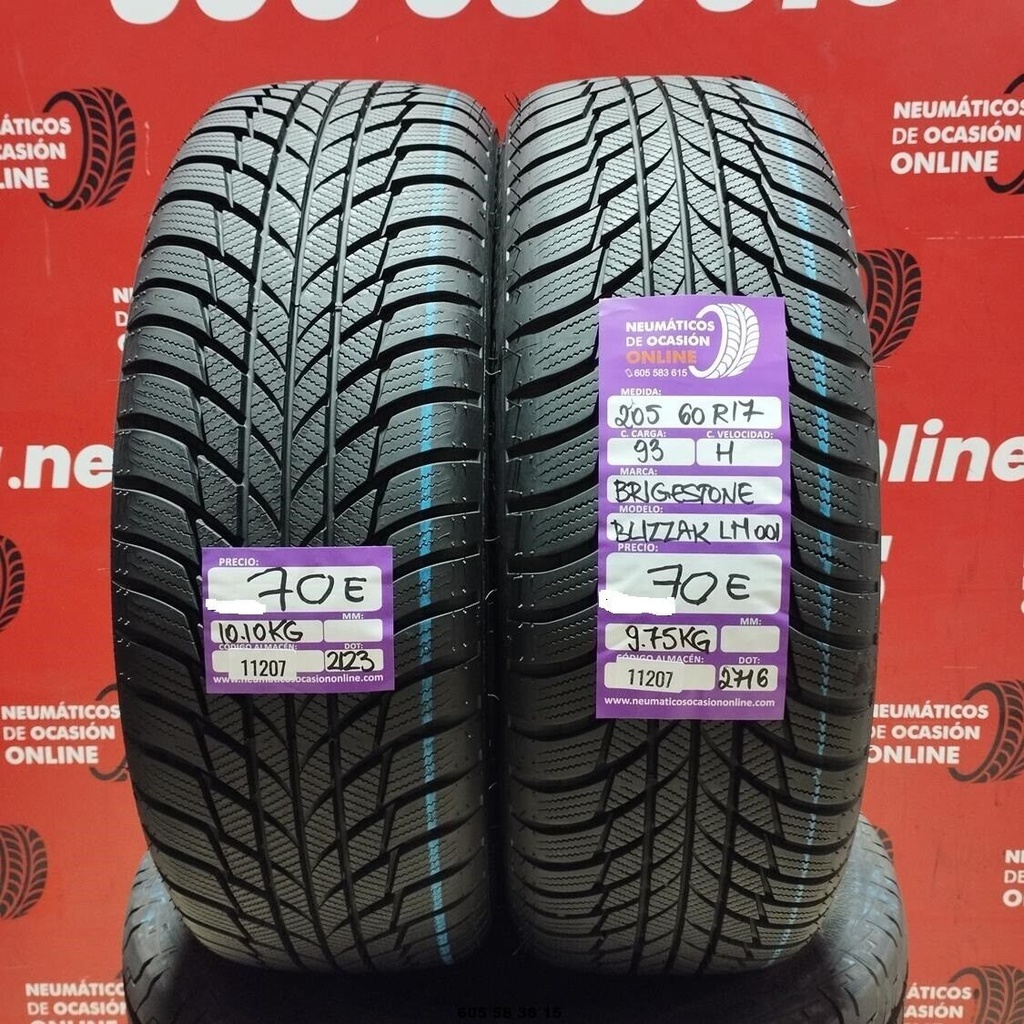 2x 205 60 R17 93H BRIDGESTONE BLIZZAK LM001 REF:11207