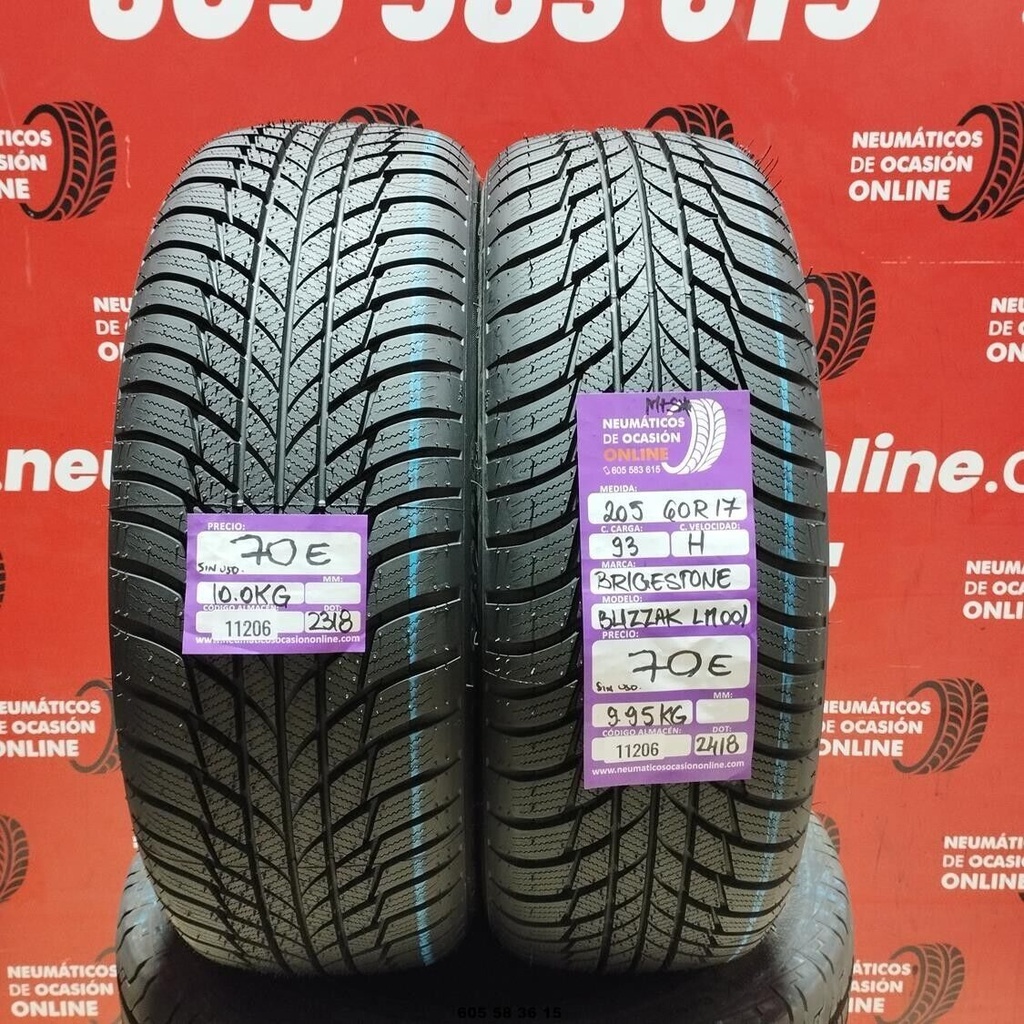 2x 205 60 R17 93H BRIDGESTONE BLIZZAK LM001 DOT: 2318/2418 (SIN USO) Ref.11206