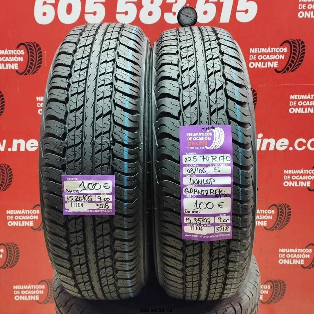 2x 225 70 R 17C 108/106S DUNLOP GRANDTREK M+S* DOT: 3518 (SIN USO) Ref.11104