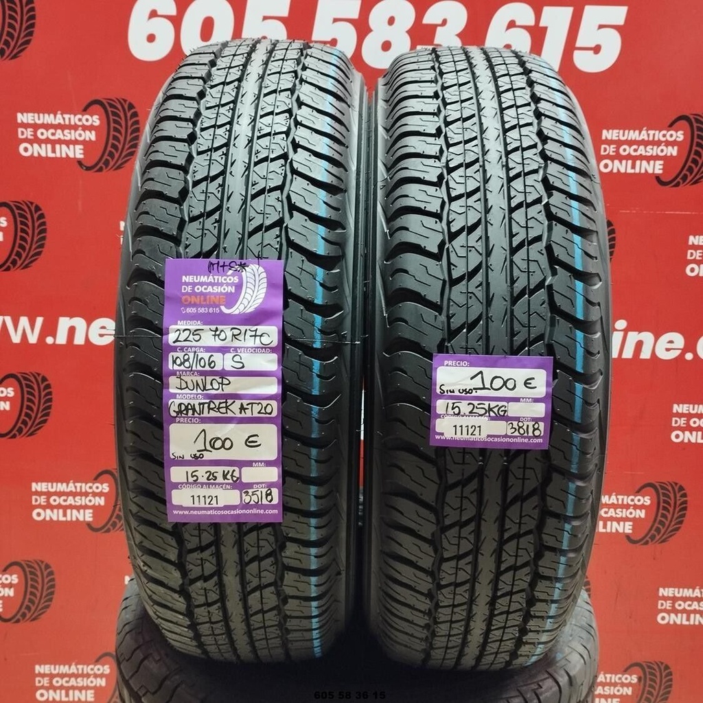 2x 225 70 R 17C 108/106S DUNLOP GRANDTREK M+S* DOT: 3518/3818(SIN USO) Ref.11121