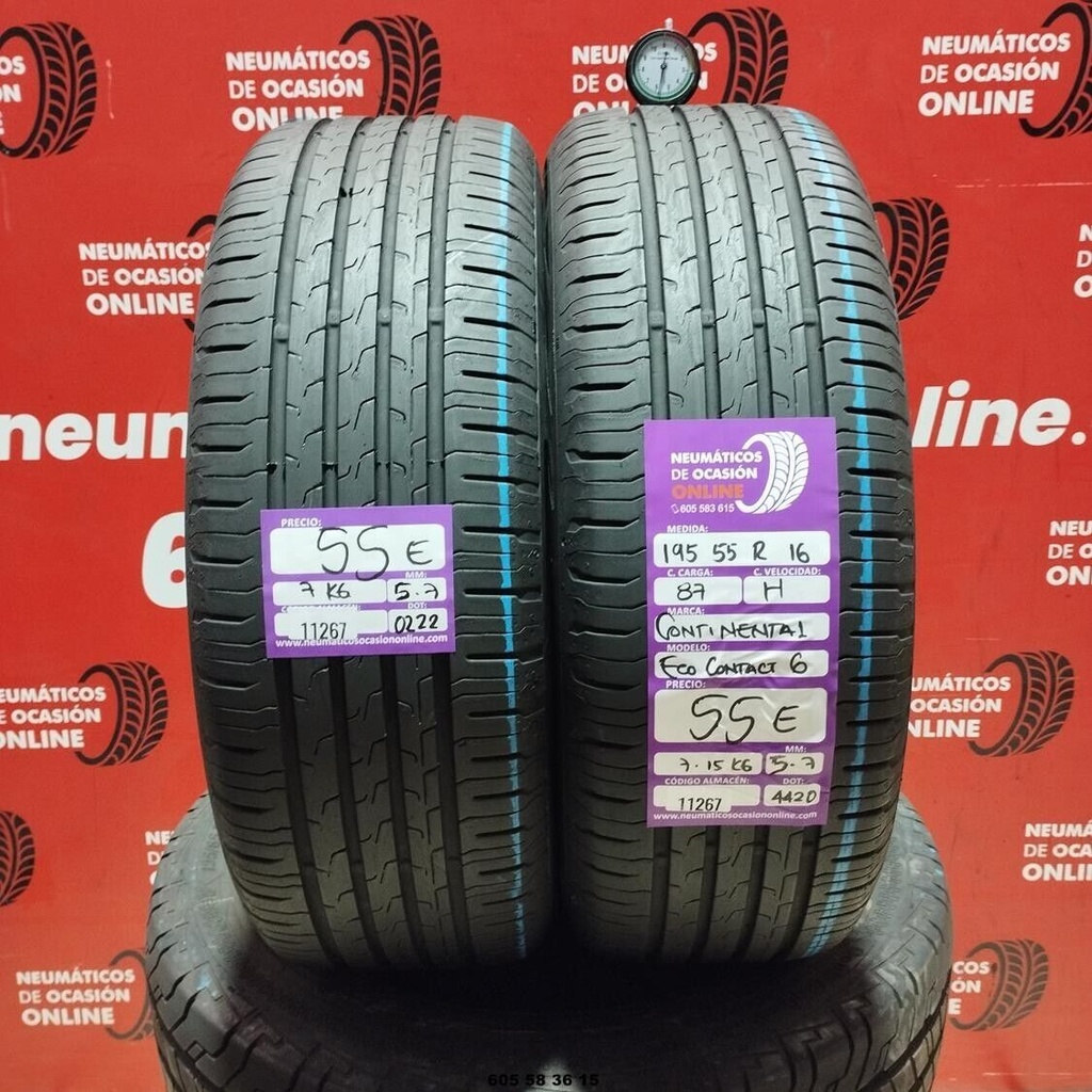 2x 195 55 R16 87H CONTINENTAL ECOCONTACT 6 5.7/5.7mm REF:11267