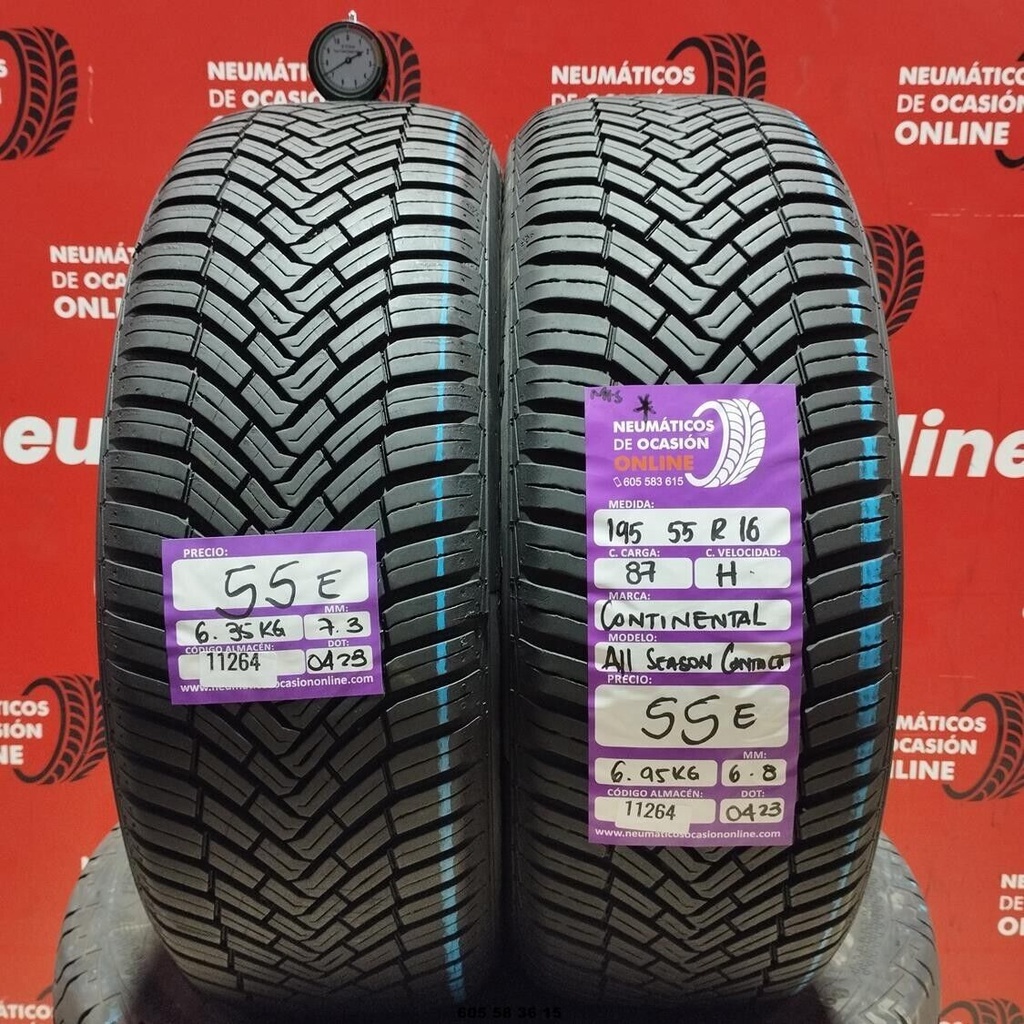 2x 195 55 R16 87H CONTINENTAL ECO CONTACT 5.6/5.6mm REF:11266