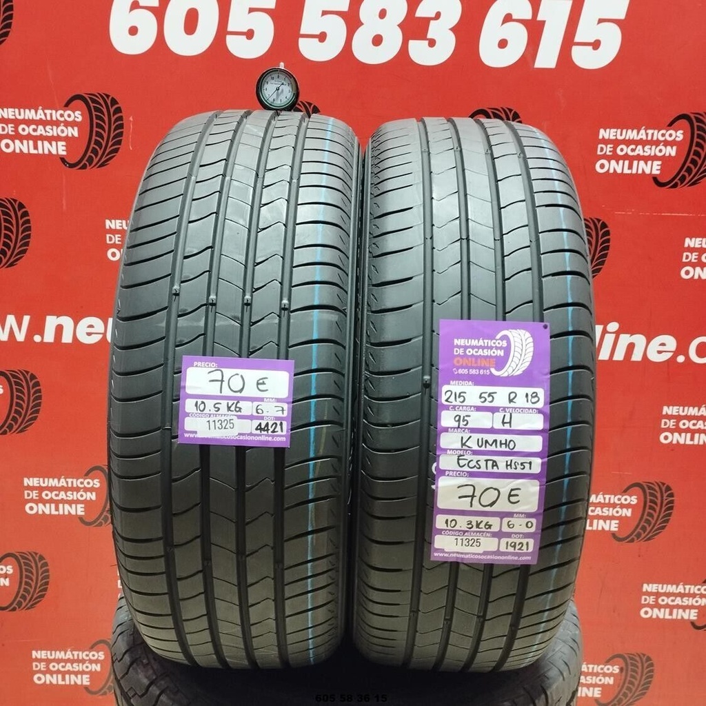 2x 215 55 R18 95H KUMHO ECSTA HS51 6.7/6.0mm REF:11325