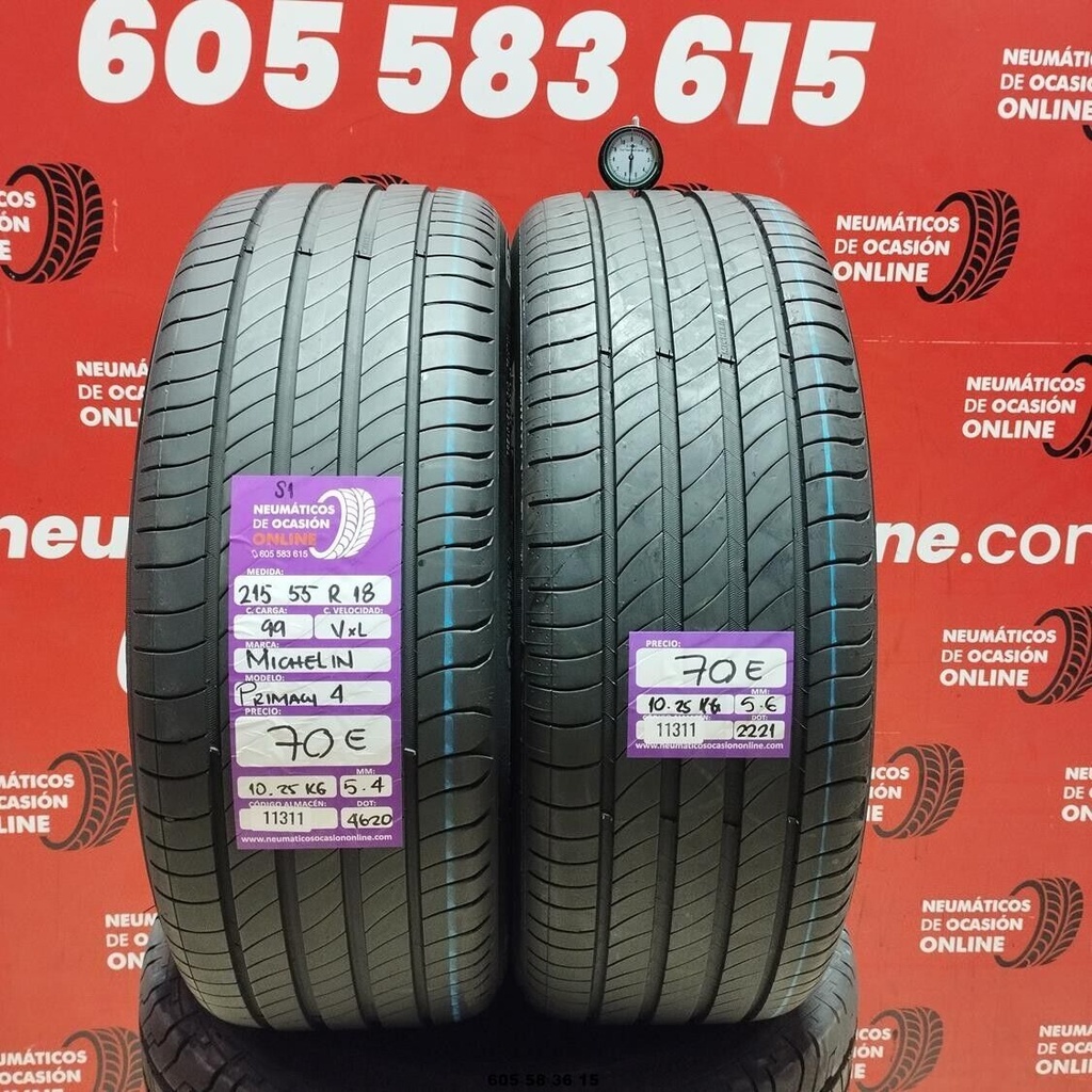 2x 215 55 R18 99V XL MICHELIN PRIMACY4 S1 5.4/5.6mm REF:11311