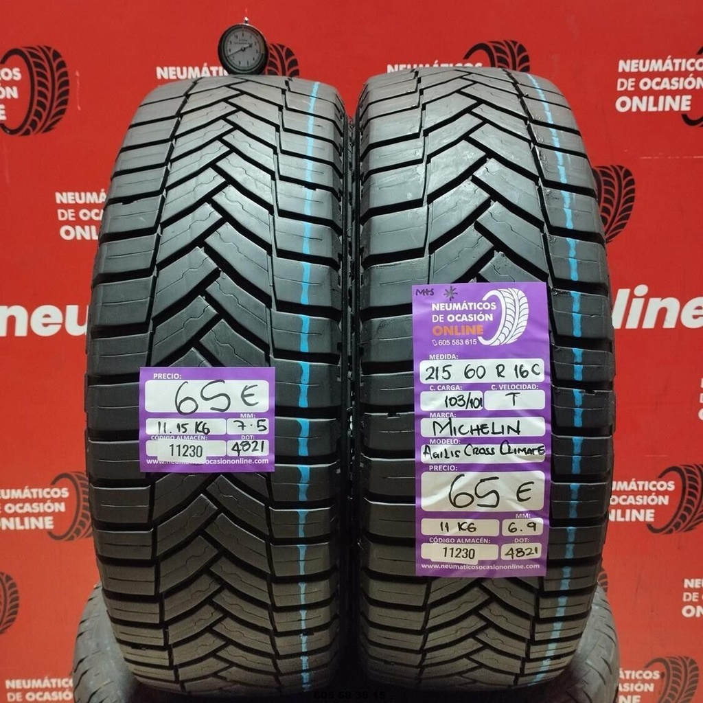 2x 215 60 R16C 103/101T MICHELIN AGILIS M+S* 7.5/6.9mm REF:11230