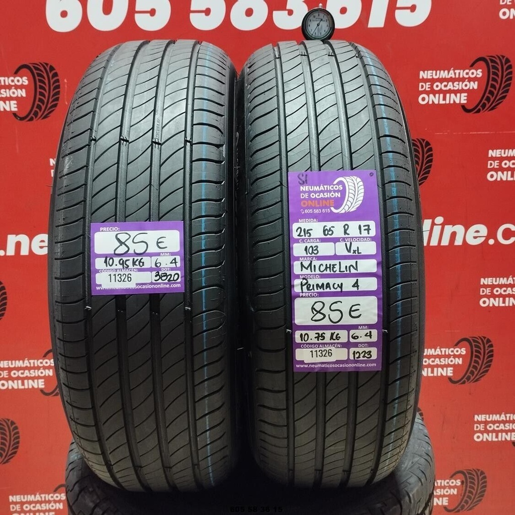 2 x 215 65 R17 103V XL MICHELIN PRIMACY4 S1 6.4/6.4mm REF:11326