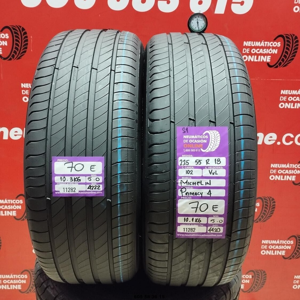 2x 225 55 R18 102V XL MICHELIN PRIMACY4  S1 5.0/5.0mm REF:11282