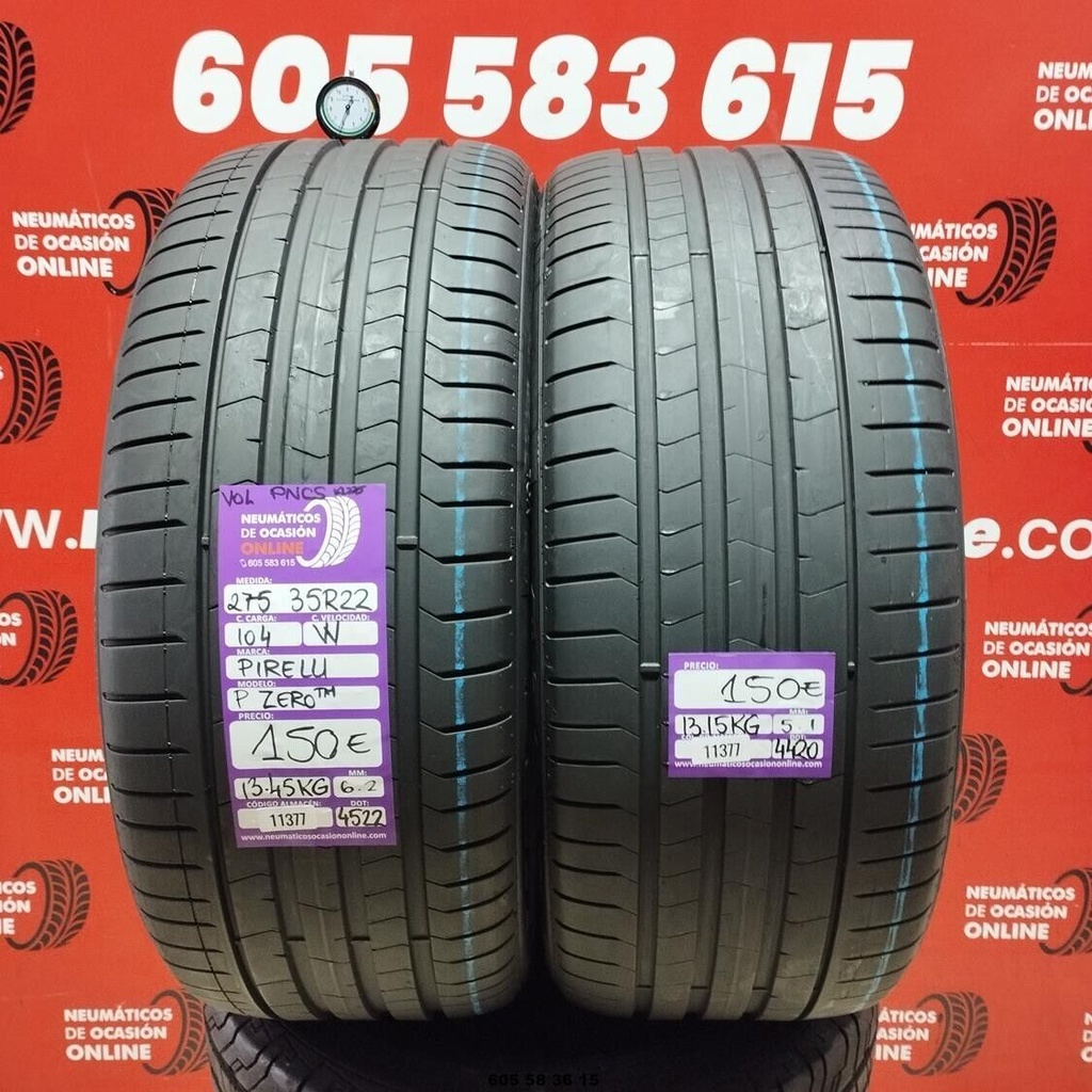 2x 275 35 R22 104W PIRELLI PZERO TM VOL PNCS 6.2/5.1mm REF:11377