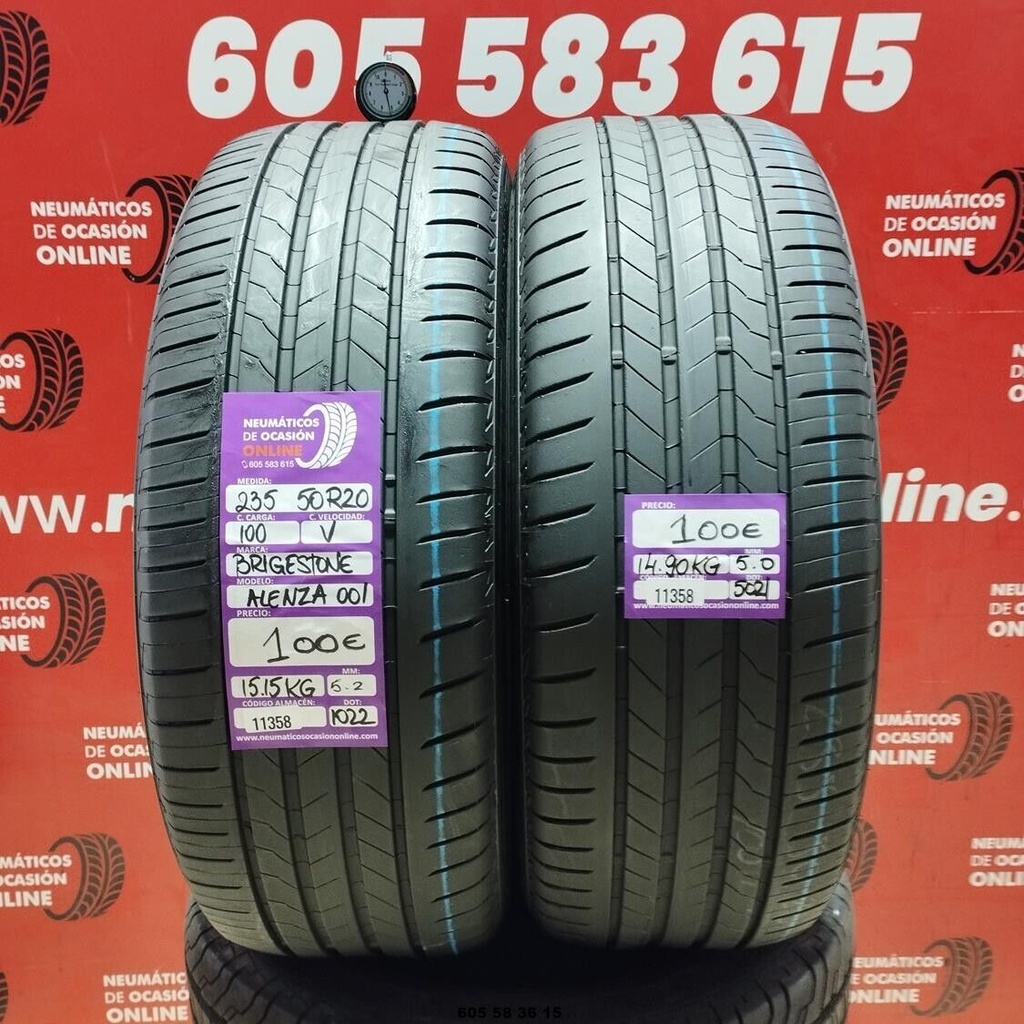 2x 235 50 R20 100V BRIDGESTONE ALENZA 001 5.2/5.0mm REF:11358