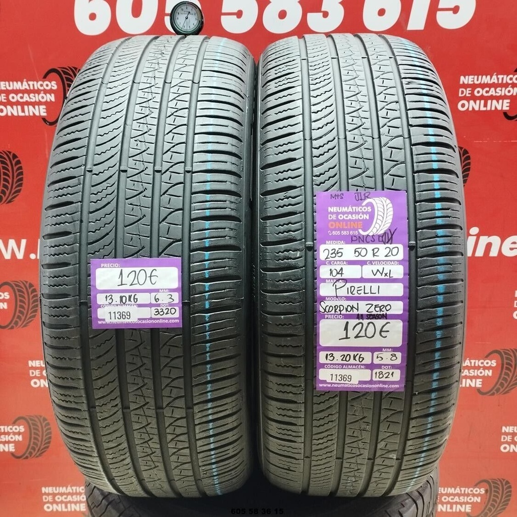 2x 235 50 R20 104WXL PIRELLI SCORPION M+S JLR PNCS 6.3/5.8mm REF:11369