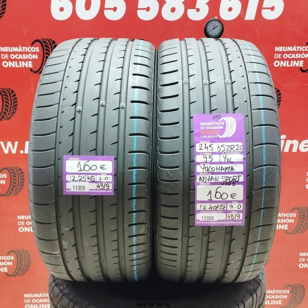 2x 245 35 ZR20 95Y XL YOKOHAMA ADVAN SPORT MO 7.0/7.0mm REF:11359