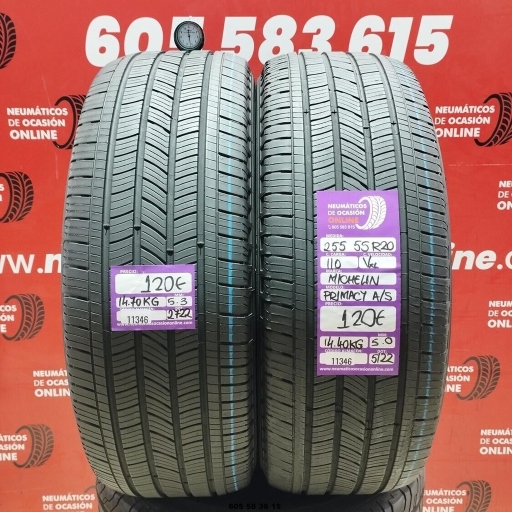 2x 255 55 R20 110VXL MICHELIN PRIMACY A/S 5.0/5.3mm REF:11346