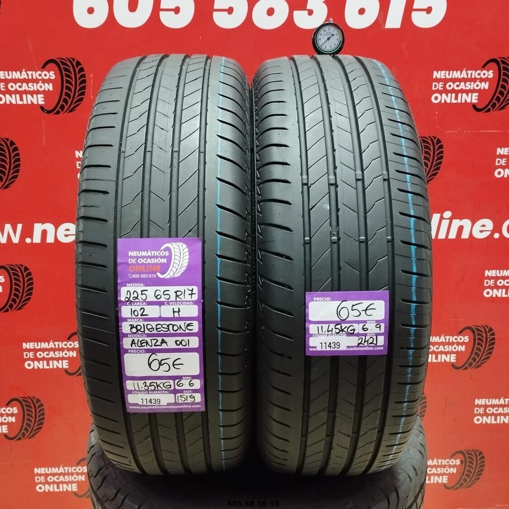 2x 225 65 R17 102H BRIDGESTONE ALENZA 001 6.6/6.9mm REF:11439