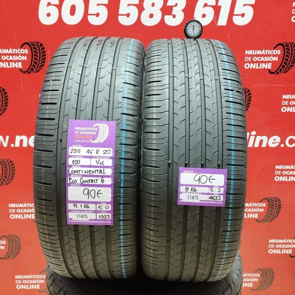 2x 235 45 R20 100VXL CONTINENTAL ECO CONTACT6 5.0/5.2mm REF:11475