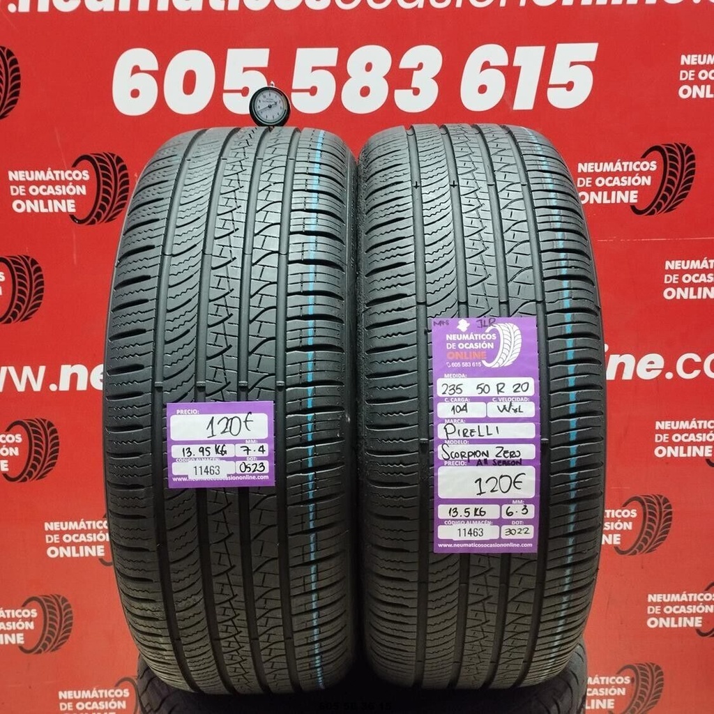 2x 235 50 R20 104W XL PIRELLI SCORPION ZERO M+S JLR 7.4/6.3mm REF:11463