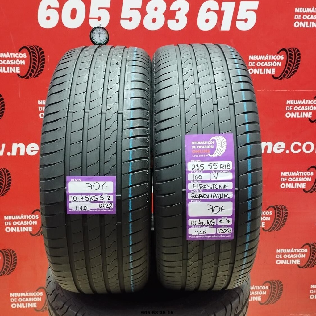 2x 235 55 R18 100V FIRESTONE ROADHAWK 5.2/4.7mm REF:11432