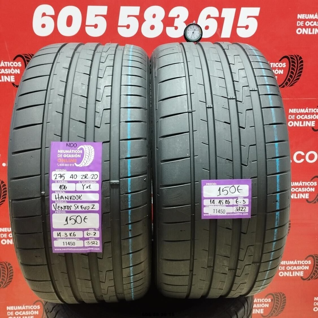 2x 275 40 ZR20 106YXL HANKOOK VENTUS S1 EVO NDO 6.2/6.3mm REF:11450