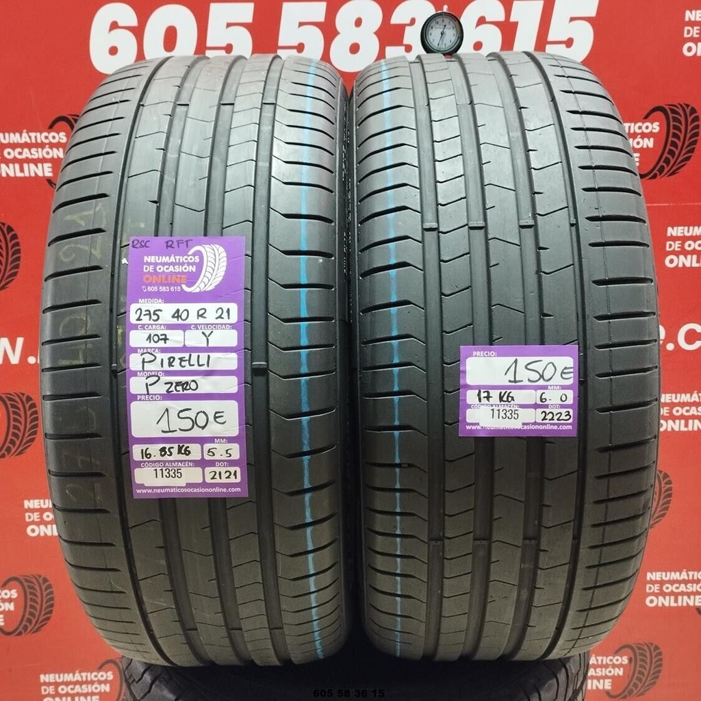 2x 275 40 R21 107Y PIRELLI PZERO RSC RFT 5.5/6.0mm REF:11335