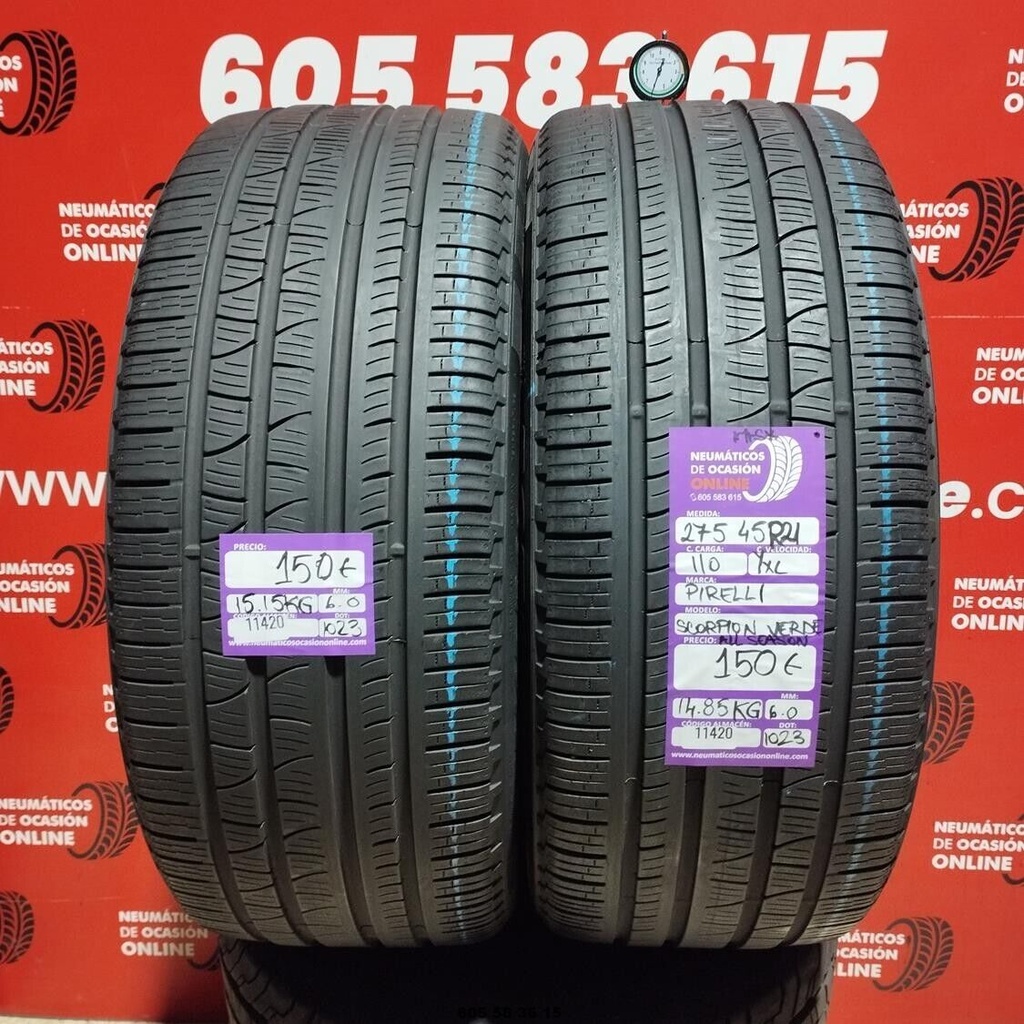 2x 275 45 R21 110YXL PIRELLI SCORPION VERDE M+S* 6.0/6.0mm REF:11420